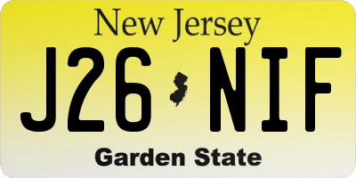 NJ license plate J26NIF