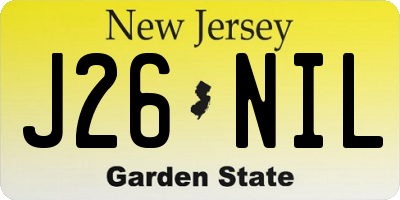 NJ license plate J26NIL