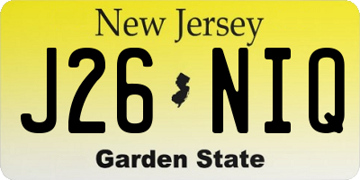 NJ license plate J26NIQ