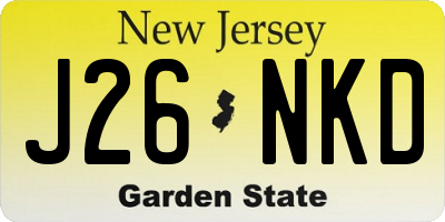 NJ license plate J26NKD