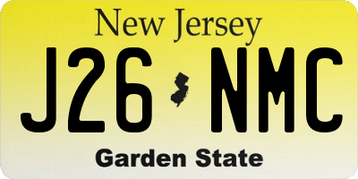 NJ license plate J26NMC