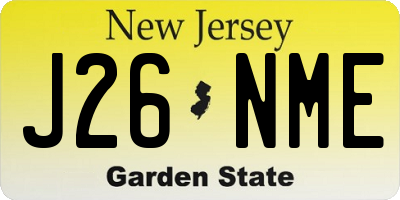 NJ license plate J26NME