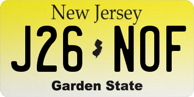 NJ license plate J26NOF