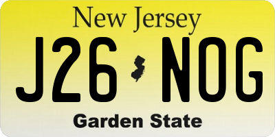 NJ license plate J26NOG