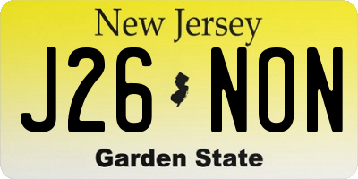 NJ license plate J26NON