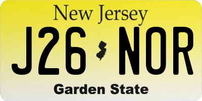 NJ license plate J26NOR