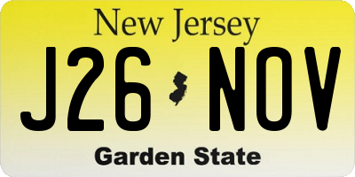 NJ license plate J26NOV
