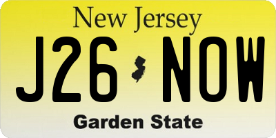NJ license plate J26NOW