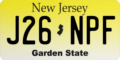 NJ license plate J26NPF