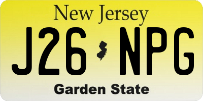 NJ license plate J26NPG