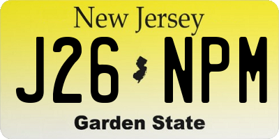 NJ license plate J26NPM