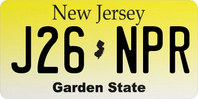 NJ license plate J26NPR