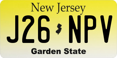 NJ license plate J26NPV