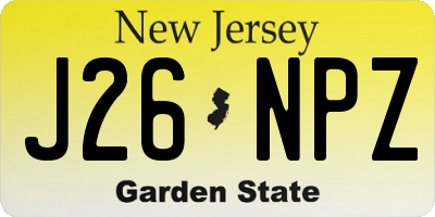 NJ license plate J26NPZ