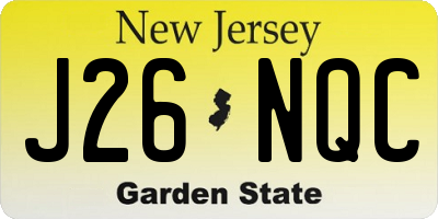 NJ license plate J26NQC