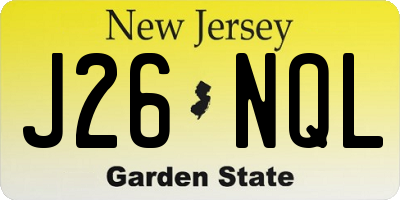 NJ license plate J26NQL