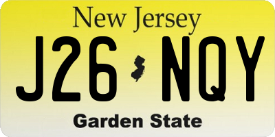 NJ license plate J26NQY