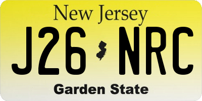 NJ license plate J26NRC