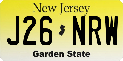 NJ license plate J26NRW