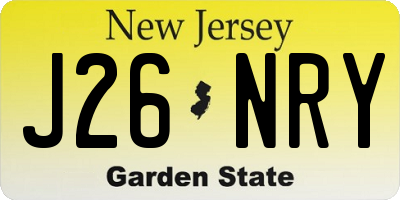 NJ license plate J26NRY