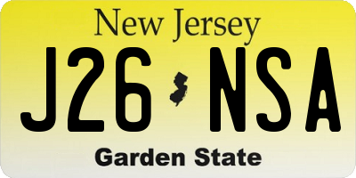 NJ license plate J26NSA
