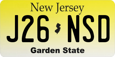 NJ license plate J26NSD