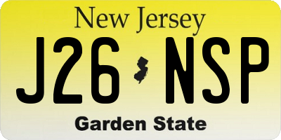 NJ license plate J26NSP
