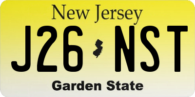 NJ license plate J26NST