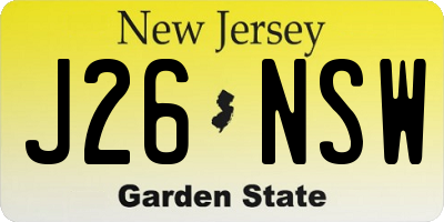 NJ license plate J26NSW