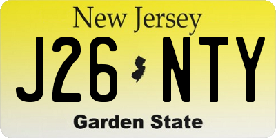 NJ license plate J26NTY