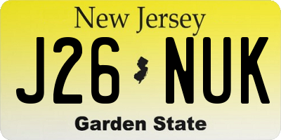 NJ license plate J26NUK