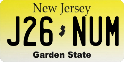 NJ license plate J26NUM