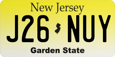 NJ license plate J26NUY