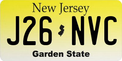 NJ license plate J26NVC