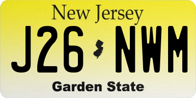 NJ license plate J26NWM