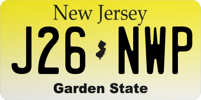 NJ license plate J26NWP