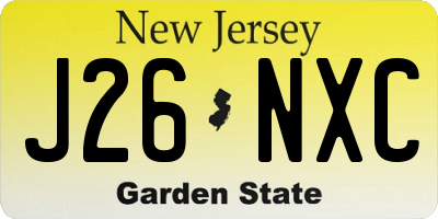 NJ license plate J26NXC
