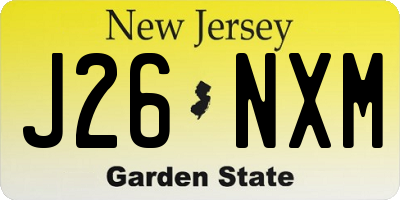 NJ license plate J26NXM