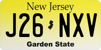 NJ license plate J26NXV