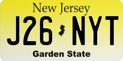 NJ license plate J26NYT