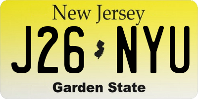 NJ license plate J26NYU