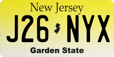 NJ license plate J26NYX