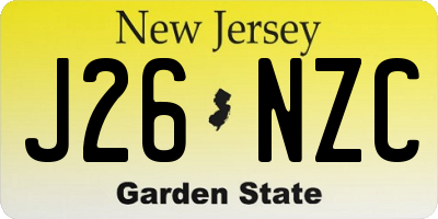 NJ license plate J26NZC