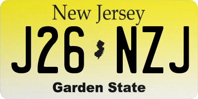 NJ license plate J26NZJ