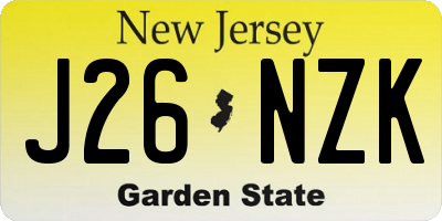 NJ license plate J26NZK