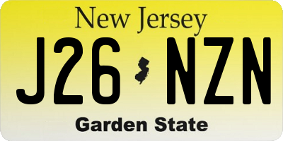 NJ license plate J26NZN