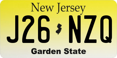 NJ license plate J26NZQ