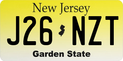 NJ license plate J26NZT