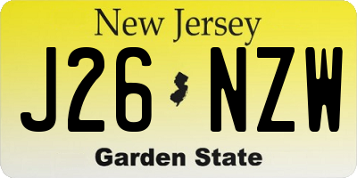 NJ license plate J26NZW