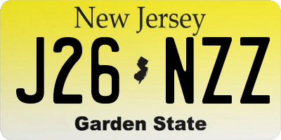 NJ license plate J26NZZ